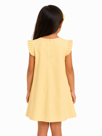 Girls Soft Pink A-Line Dress with Pearl Floral Embellishments