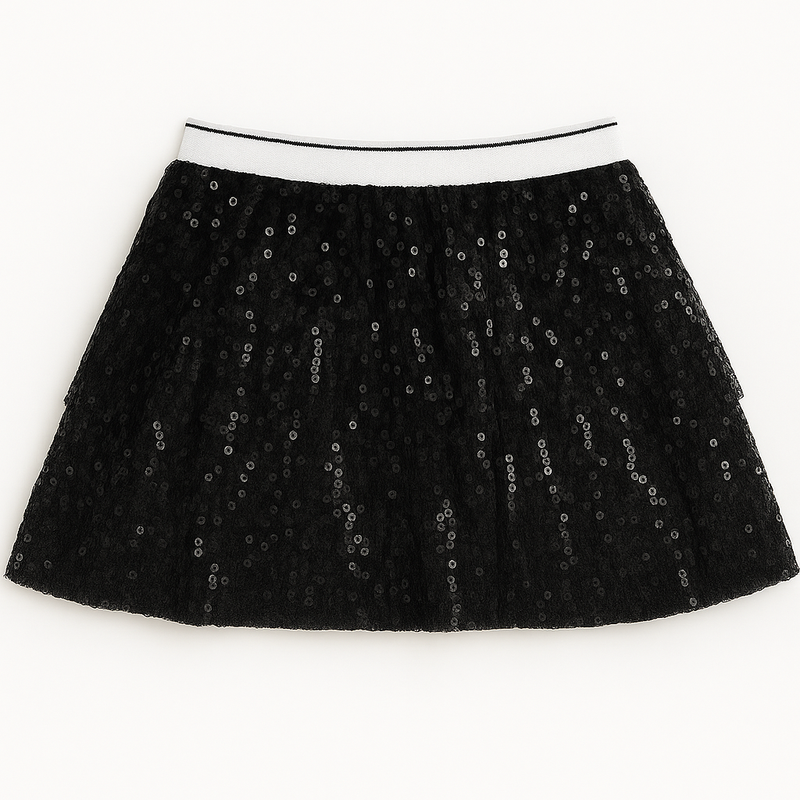Black Sequinned Multi-layered Tulle Skirt