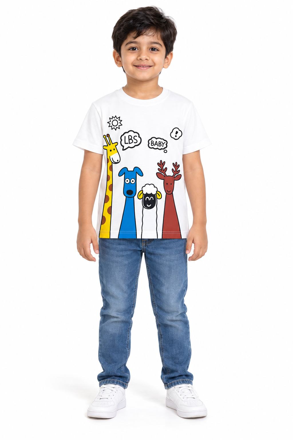 White Four Animal Print T-shirt