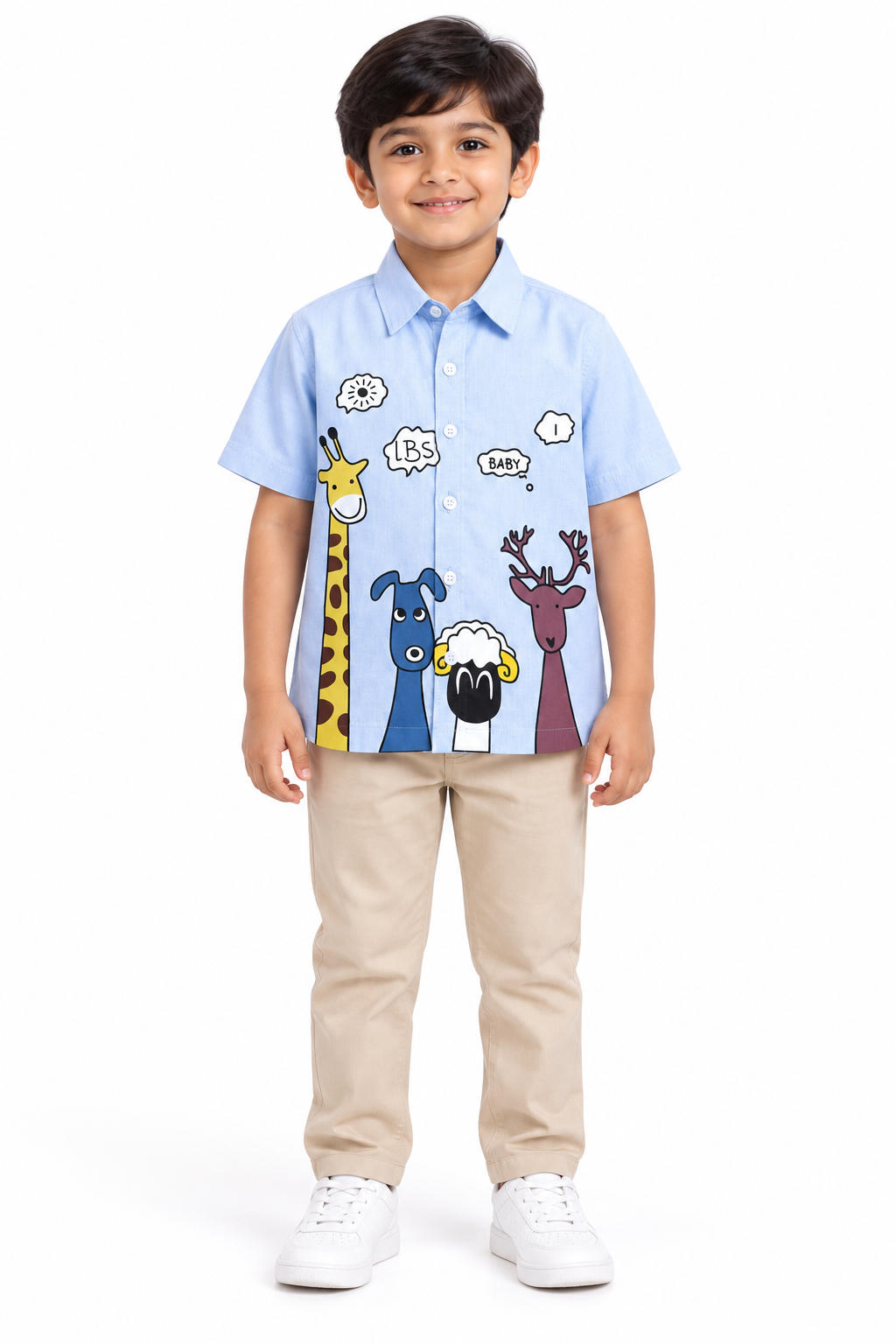 Zoo Squad Light Blue Shirt – Fun Animal Friends Half Sleeve Shirt for Kids