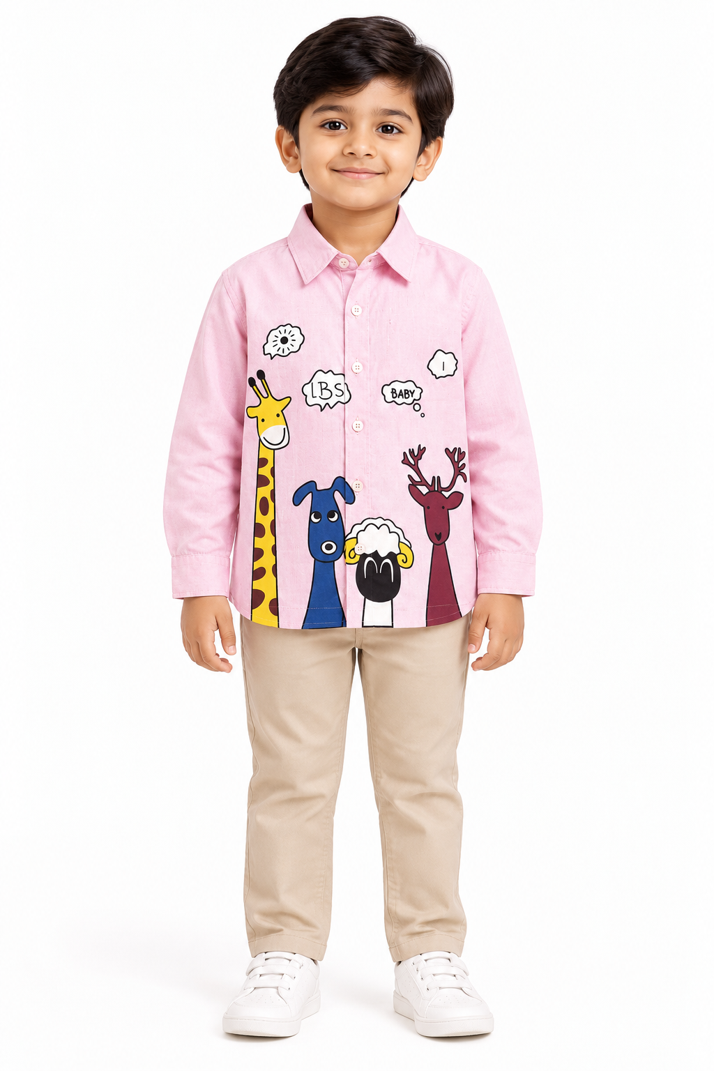 Boys 4 Animal Print Pink Cotton Shirt