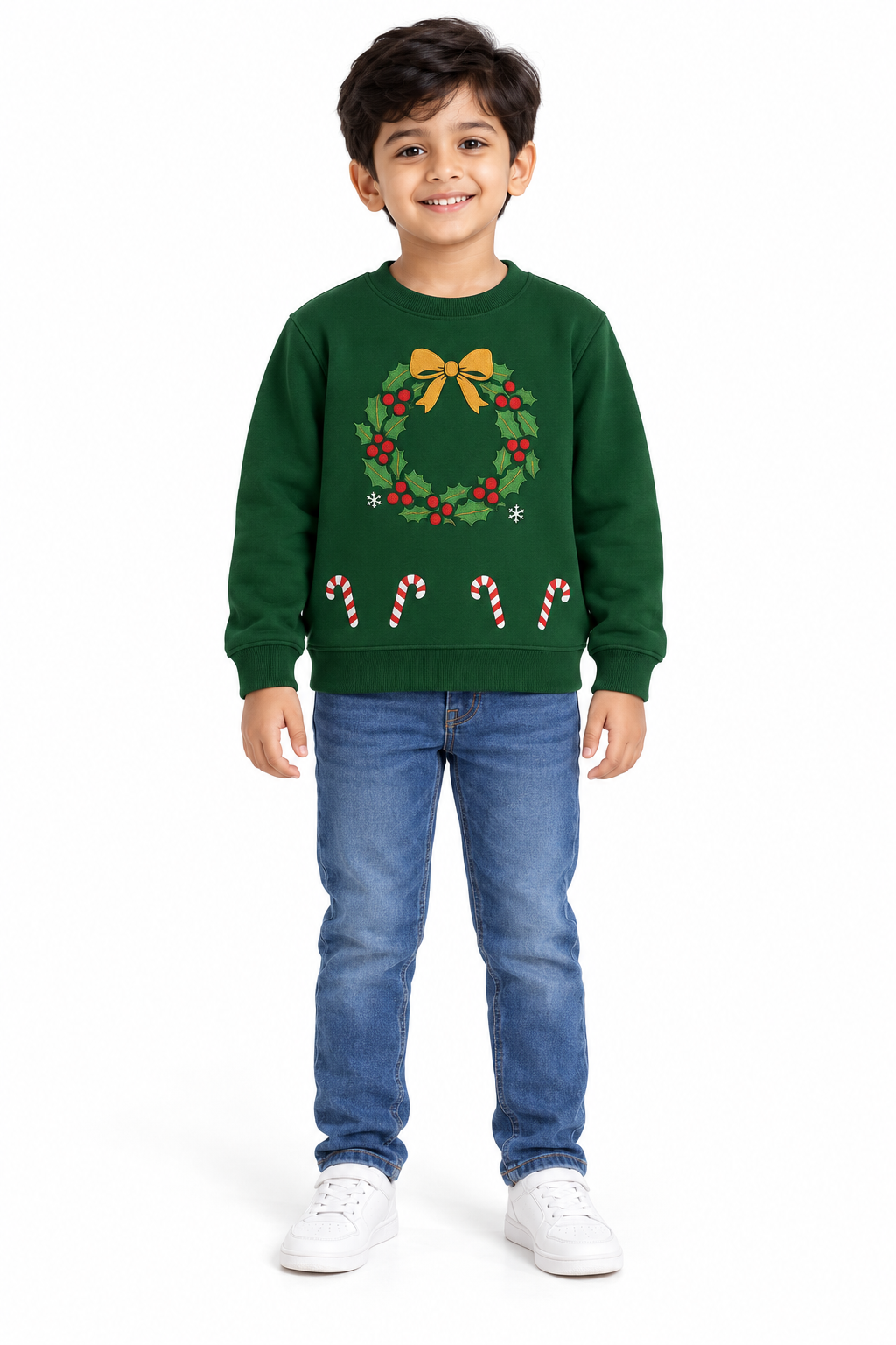 Green Sweatshirt With Wreath And Candies