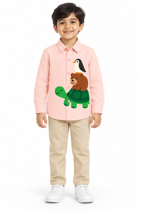 Pink Boys Tortoise Bear Penguin Cotton Shirt