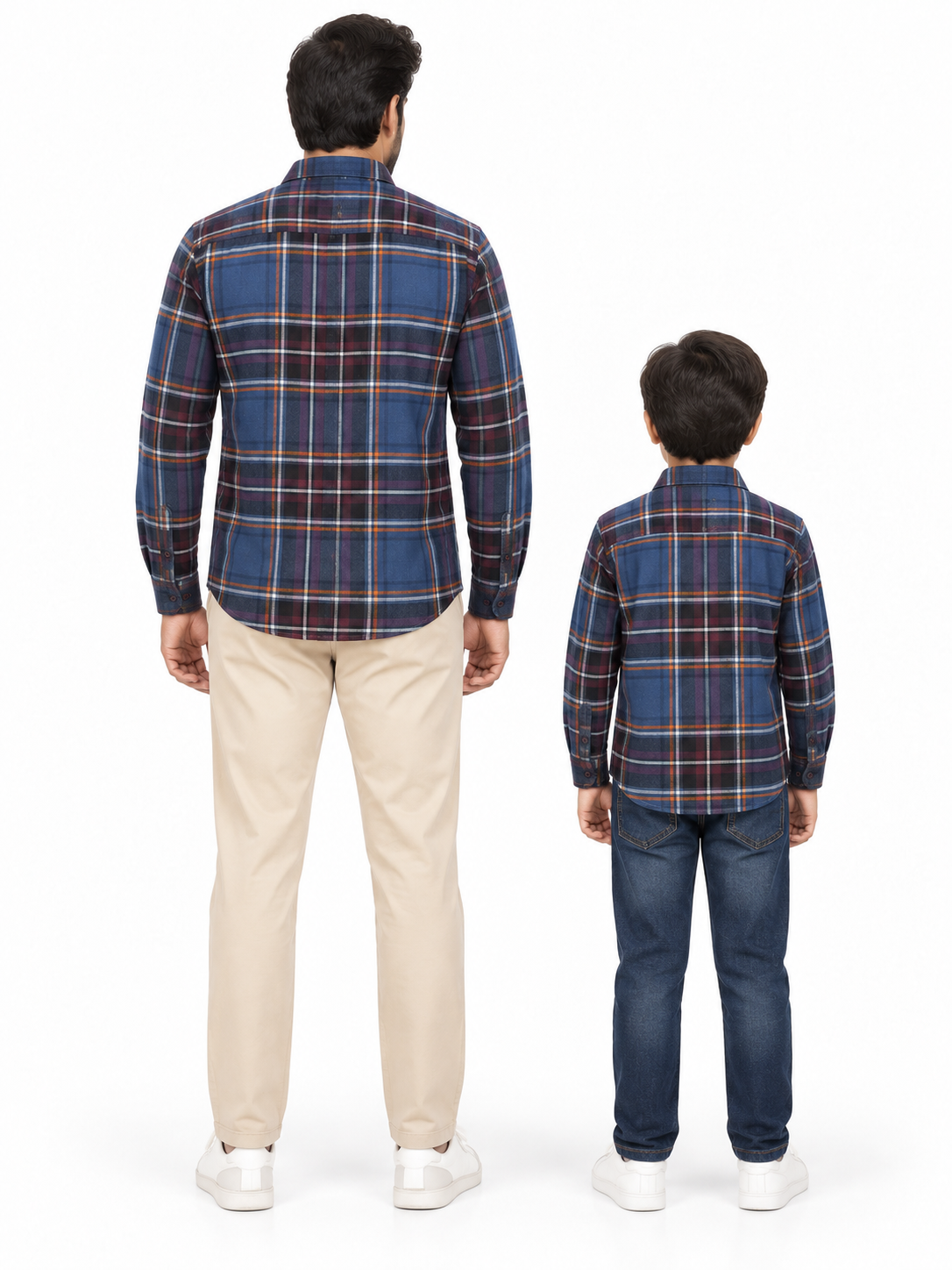 ZIP ZAP ZOOP Father & Son Blue Plaid Full Sleeve Shirts – Matching Twinning Collection