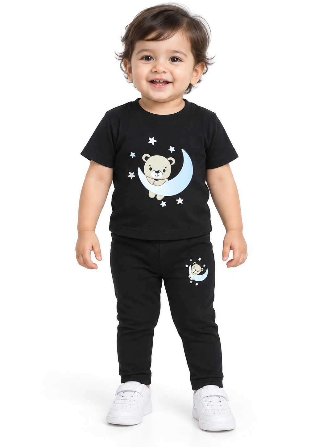Black Teddy & Moon Baby Matching Set