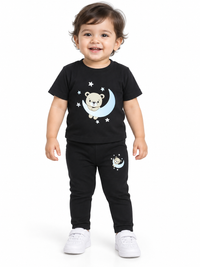 Black Teddy & Moon Baby Matching Set