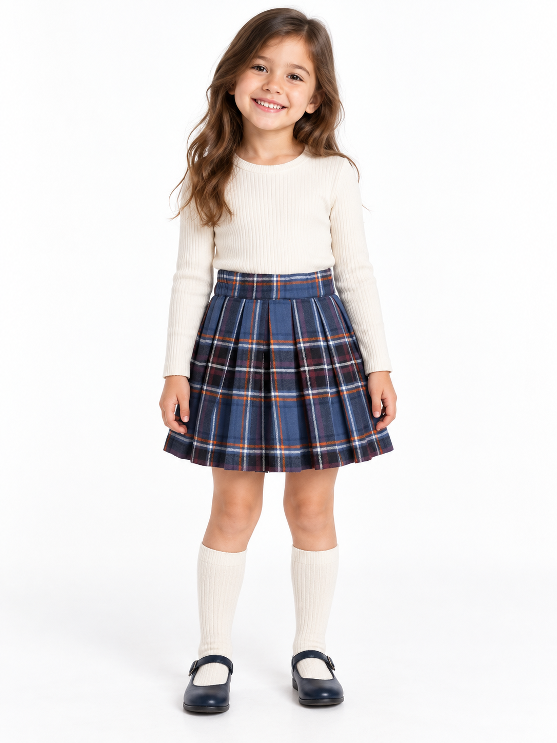 Blue Checks Cotton Skirt