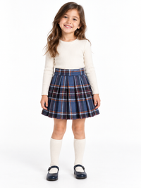 Blue Checks Cotton Skirt