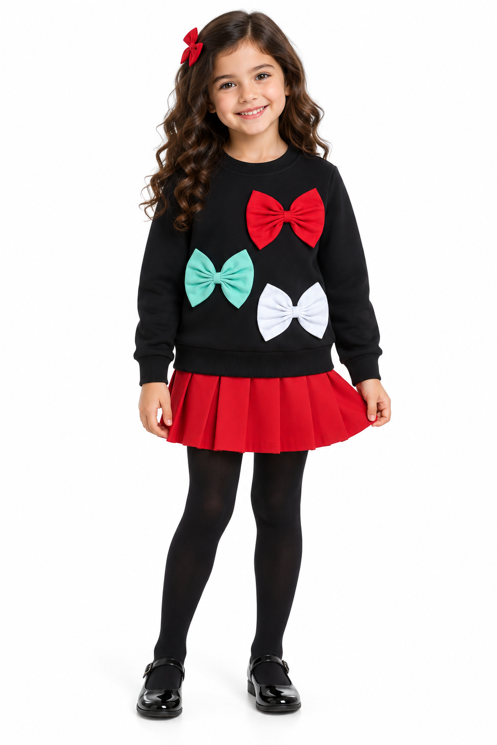 Black Full Sleeve with Three Color Bowtie Sweatshirt