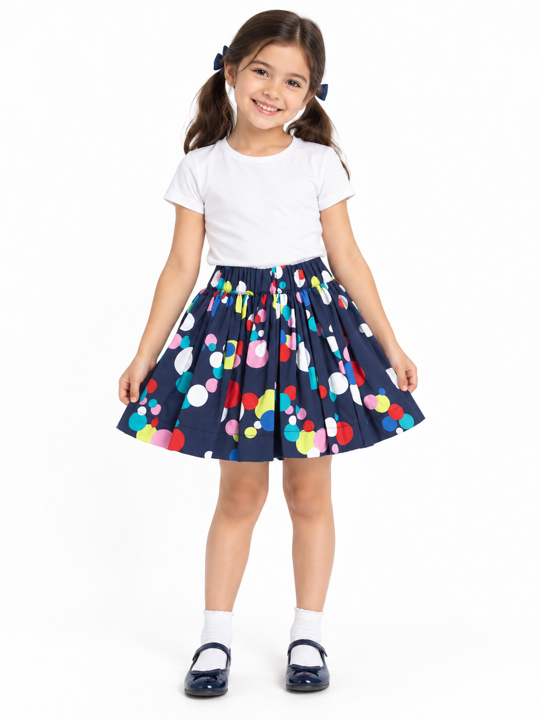 Girl Blue Bubble Print Skirt