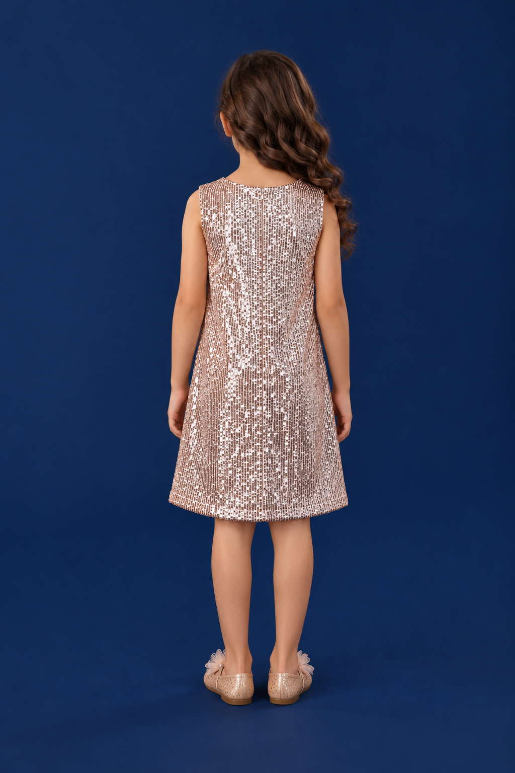 Golden Sequinned Elegant Girls Party Dress