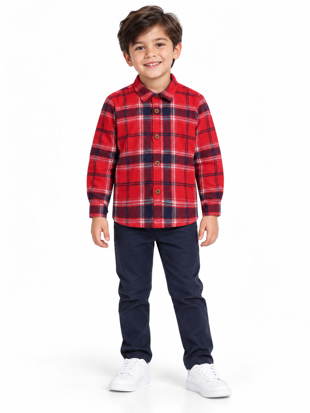 Red Black Big Checks Collar Neck Full Sleeve Cotton Shirt