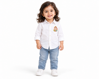 Bestseller Girls White Printed Ganpati Full Sleeve Cotton Shirt
