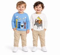 Boys Pack Of 2 Animal T-Shirt White And Light Blue