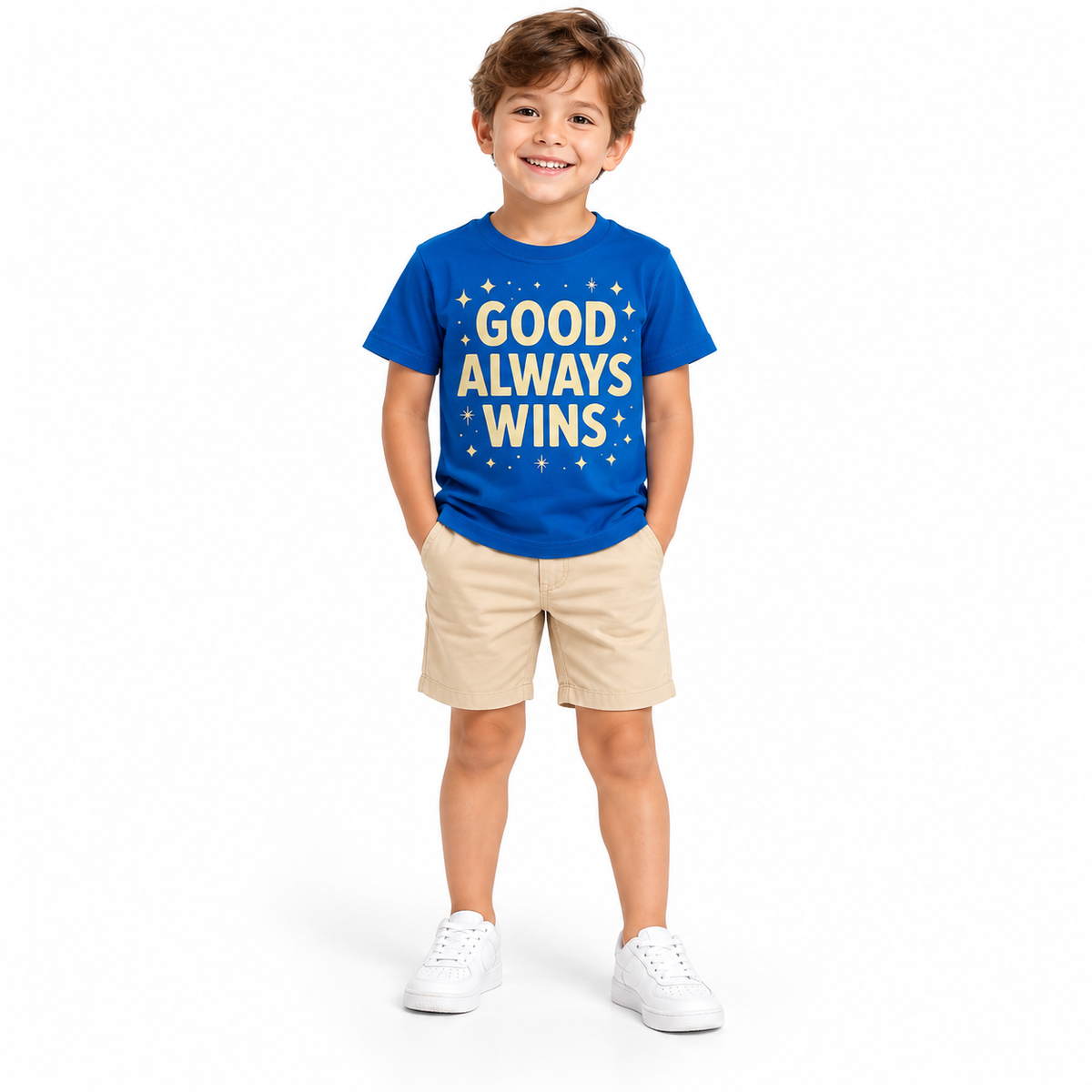 Kids Dusshera T-Shirt Good Always Wins  Blue