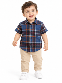 Blue Half Sleeve Checks Soft Cotton Shirt