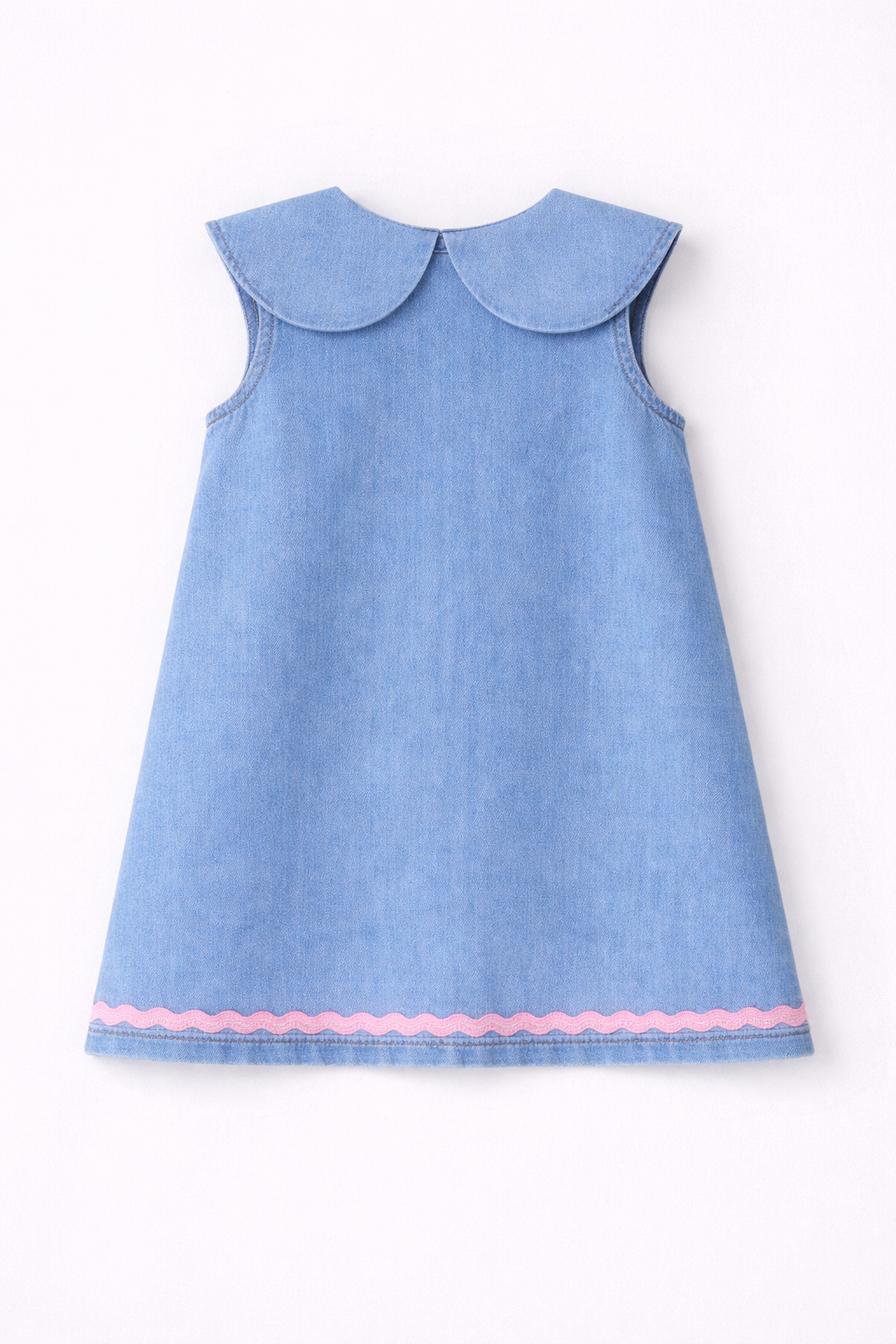 Pink Bloom Denim Dress – Cute Embroidered Dress for Girls