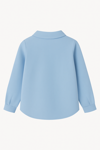 Girls Cute Dog With A Bow Print Light Blue Shirt