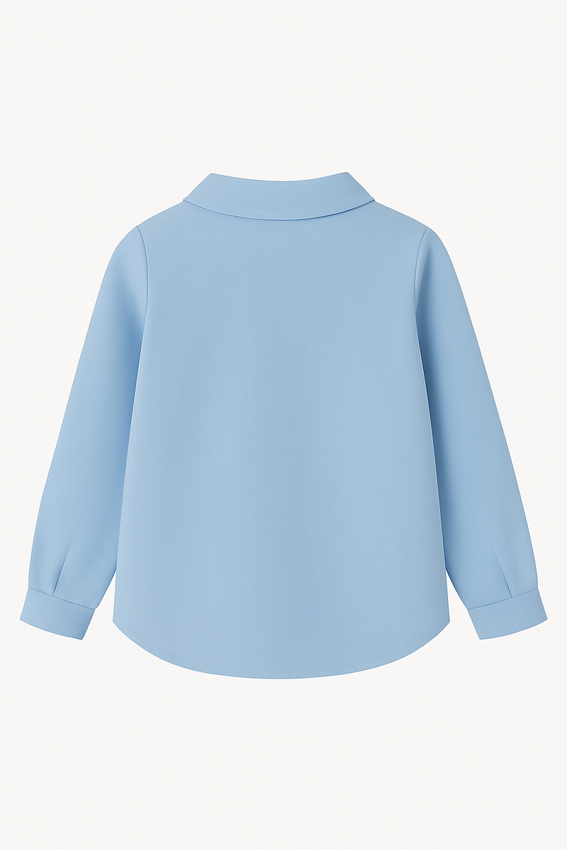 Girls Cute Dog With A Bow Print Light Blue Shirt