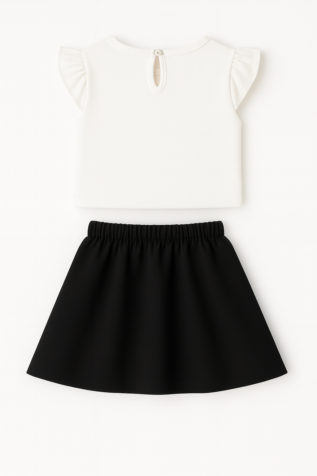 Girls  Elegant Big Flower Top & Skirt Co-Ord Set