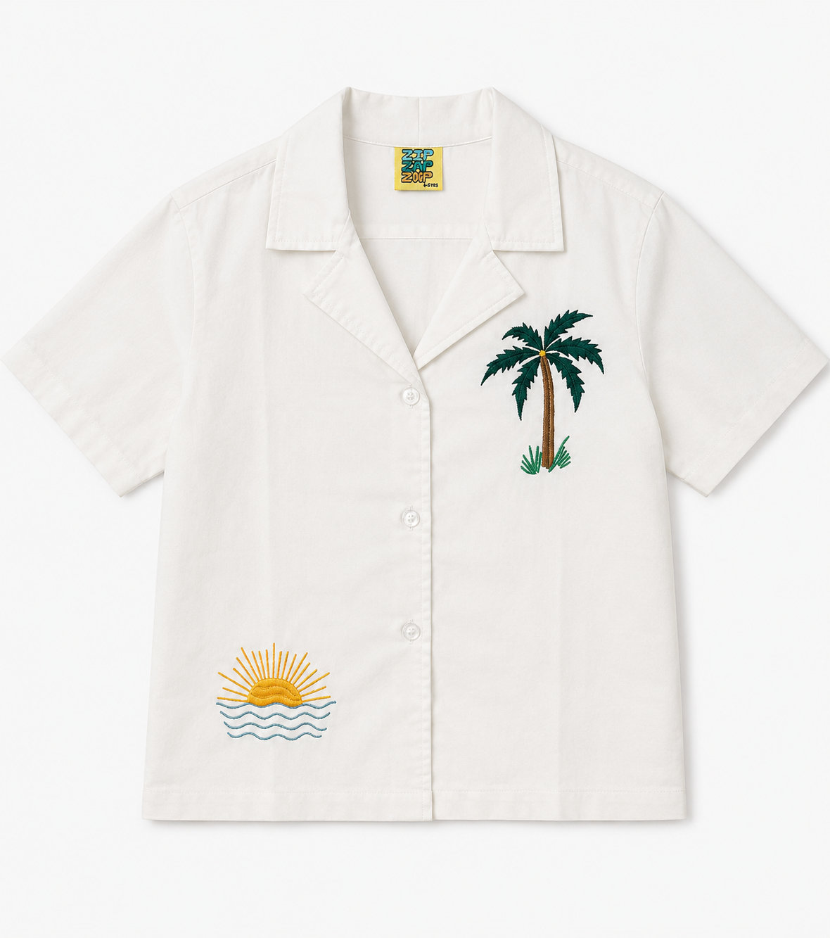 BOYS SEASIDE  SHIRT WITH PALM TREE AND SUN EMBROIDERY