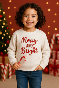 Christmas Merry & Bright Hand Embroidered Sweatshirt
