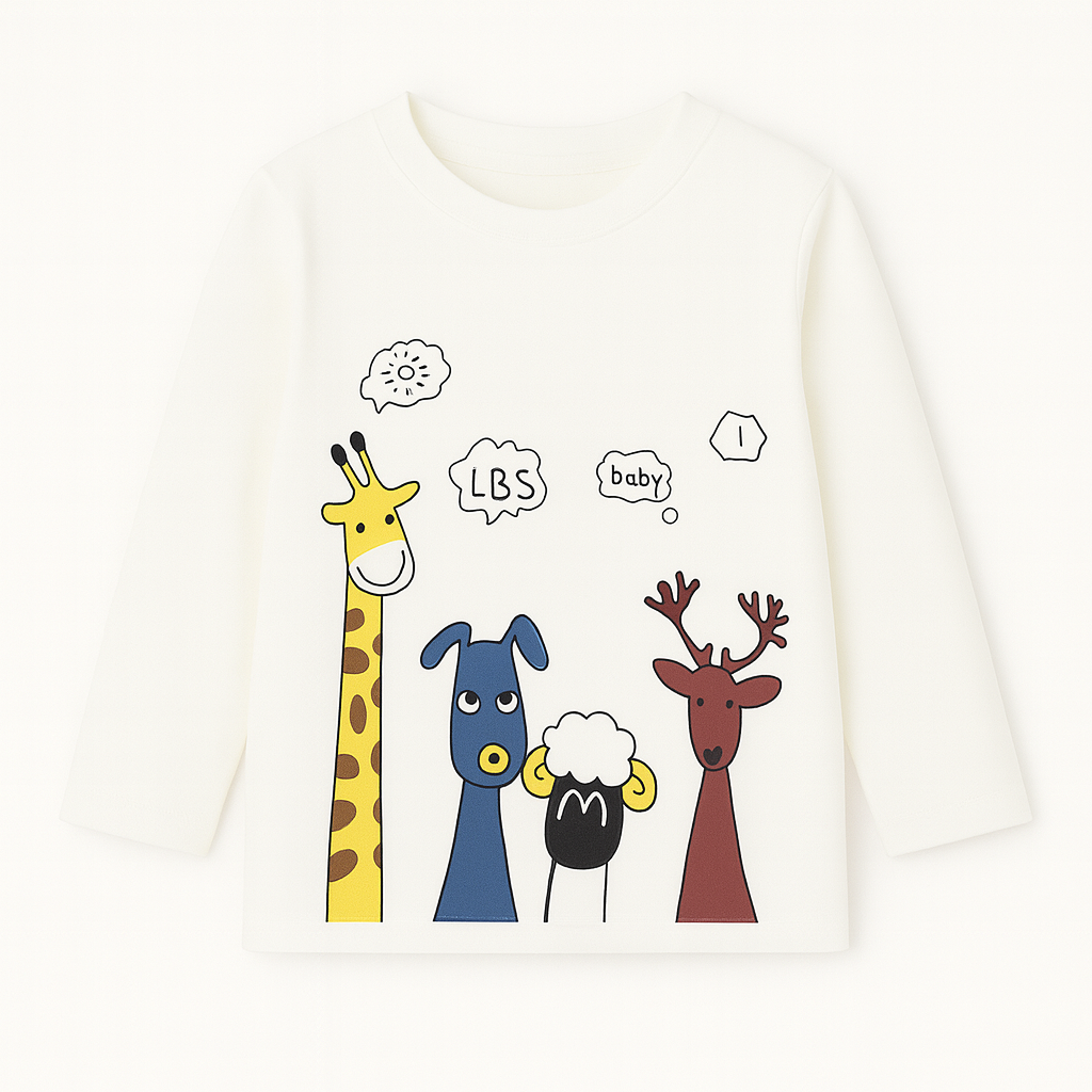Boys 4 Animals White Full Sleeves T-Shirt
