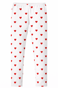 Girls Red Heart T-Shirt & White Heart Leggings Co-ord Set
