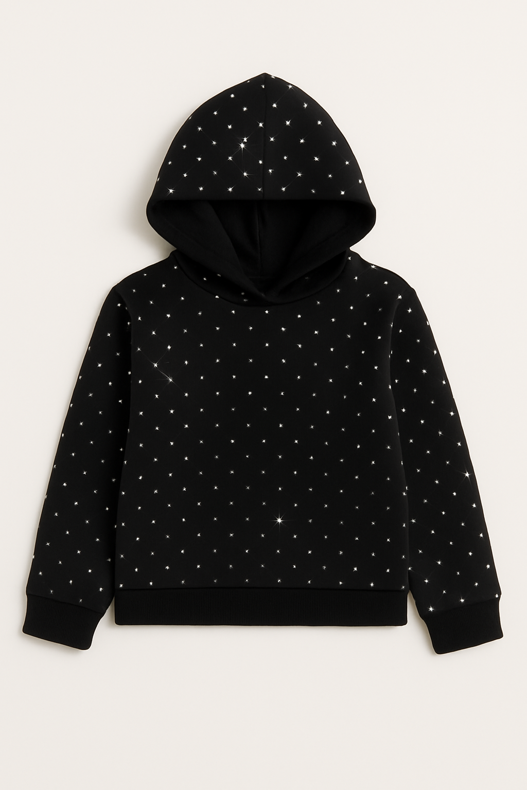 Black Hoodie With Small Silver Embellishments