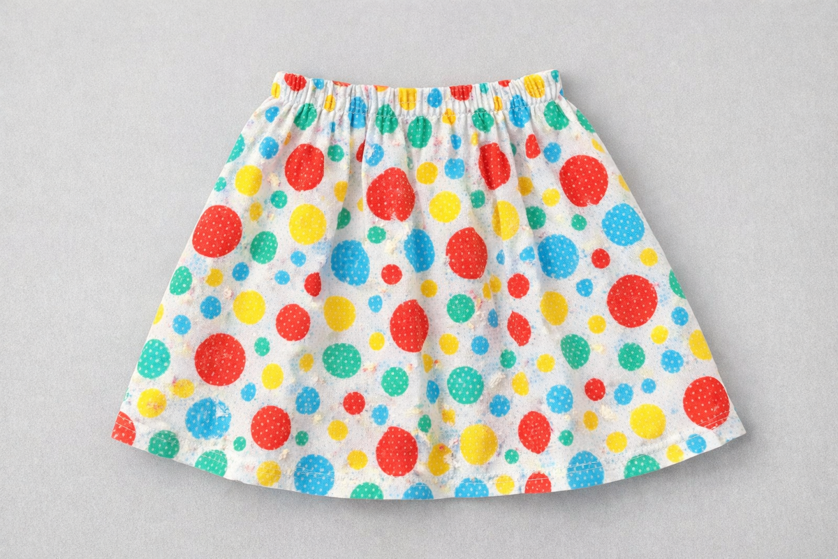 GIRLS WHITE BUNCH OF BALLOON T-SHIRT WITH MATCHING DOT SKIRT