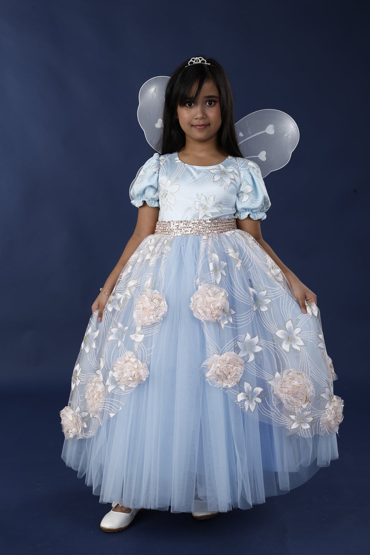 Sky Blue & Peach Ultimate Princess Look Party Gown – ZipZapZoop Sky Blue & Peach Ultimate Princess Look Party Gown – ZipZapZoop