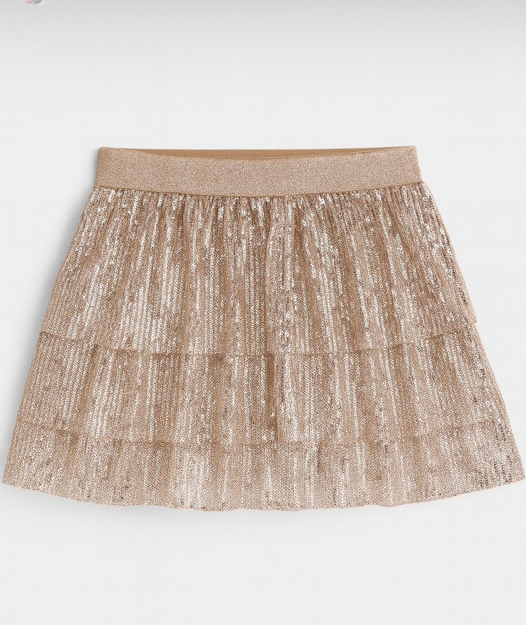 Golden Sequinned Multi-layered Tulle Skirt