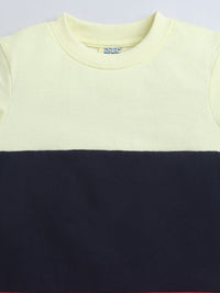 Red Black Yellow Color Block Half Sleeve T-shirt & Shorts Boys Co-ord Set