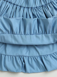 Blue Sequined Flower Cotton Skirt