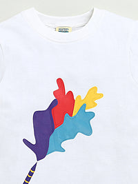 HOLI PICHKARI PRINT T-SHIRT WITH BLUE SKIRT FOR GIRLS