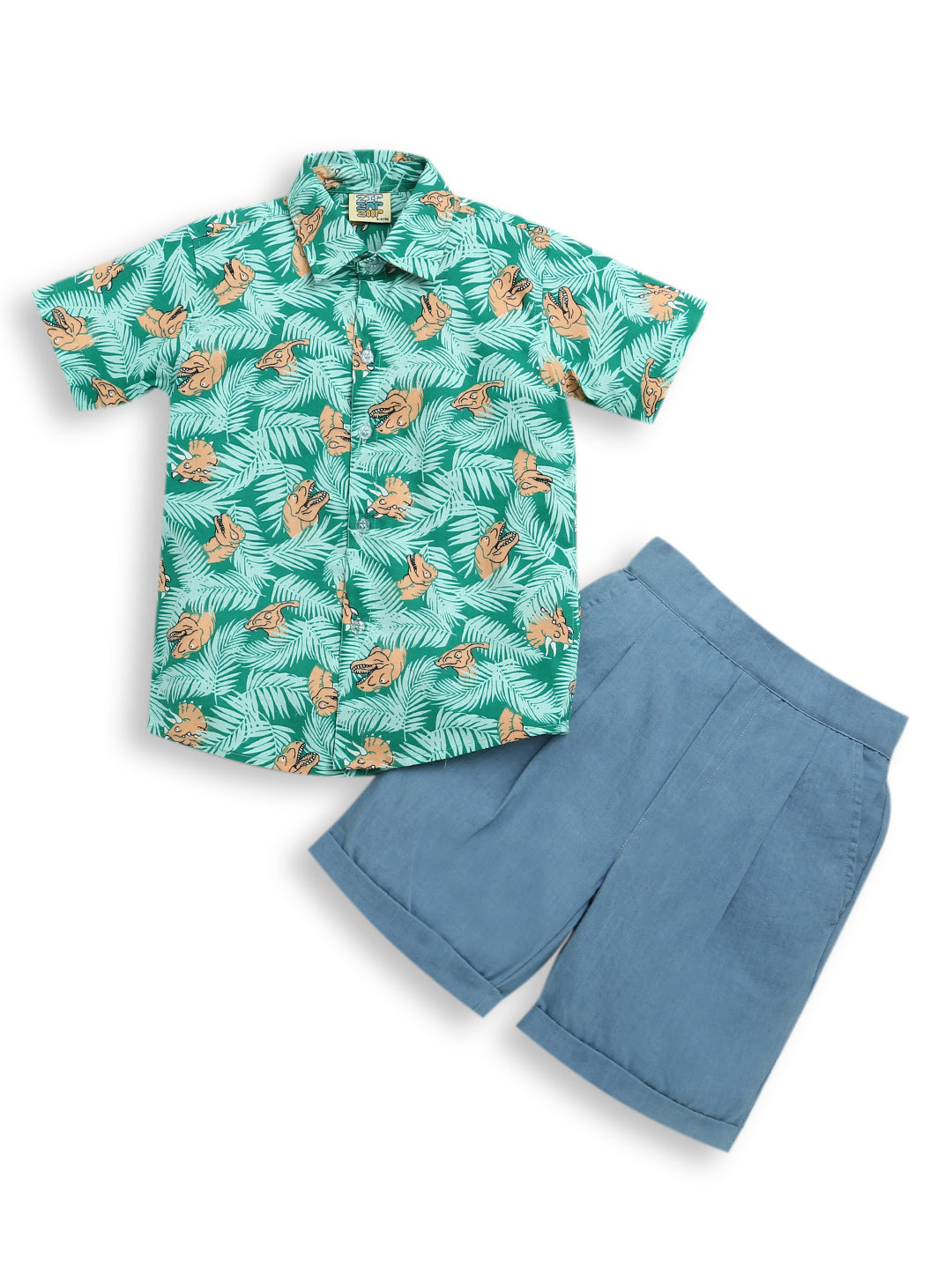 DINASOUR SHIRT WITH DENIM SHORTS