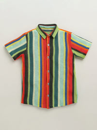 Multi Color Half Sleeve Stripes Cotton Shirt