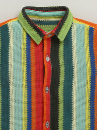 Multi Color Half Sleeve Stripes Cotton Shirt