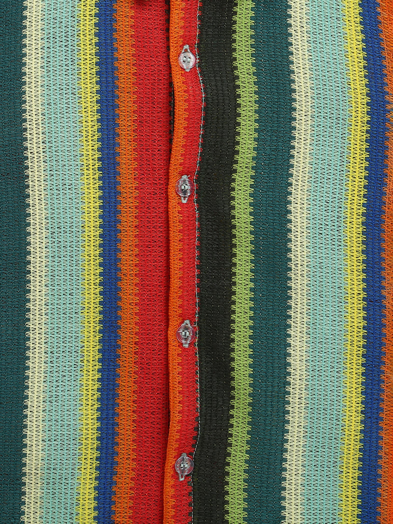 Multi Color Half Sleeve Stripes Cotton Shirt