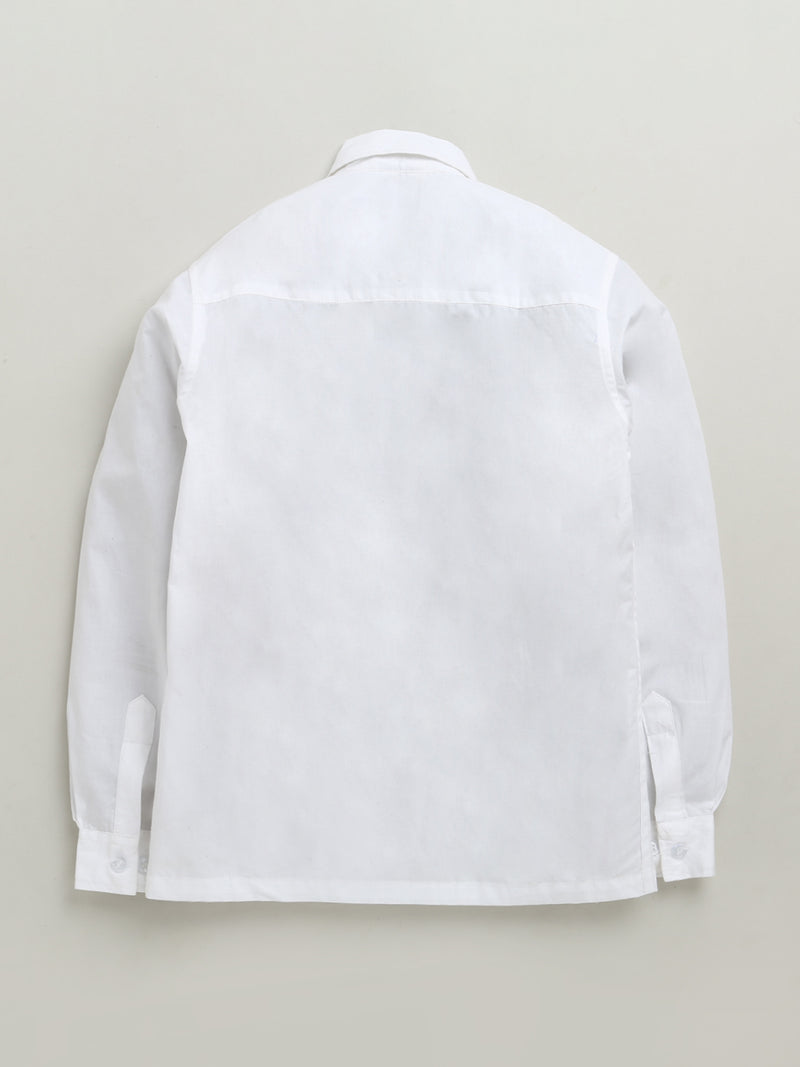 White 3 Animal Printed Full Sleeve Pure Cotton Shirt