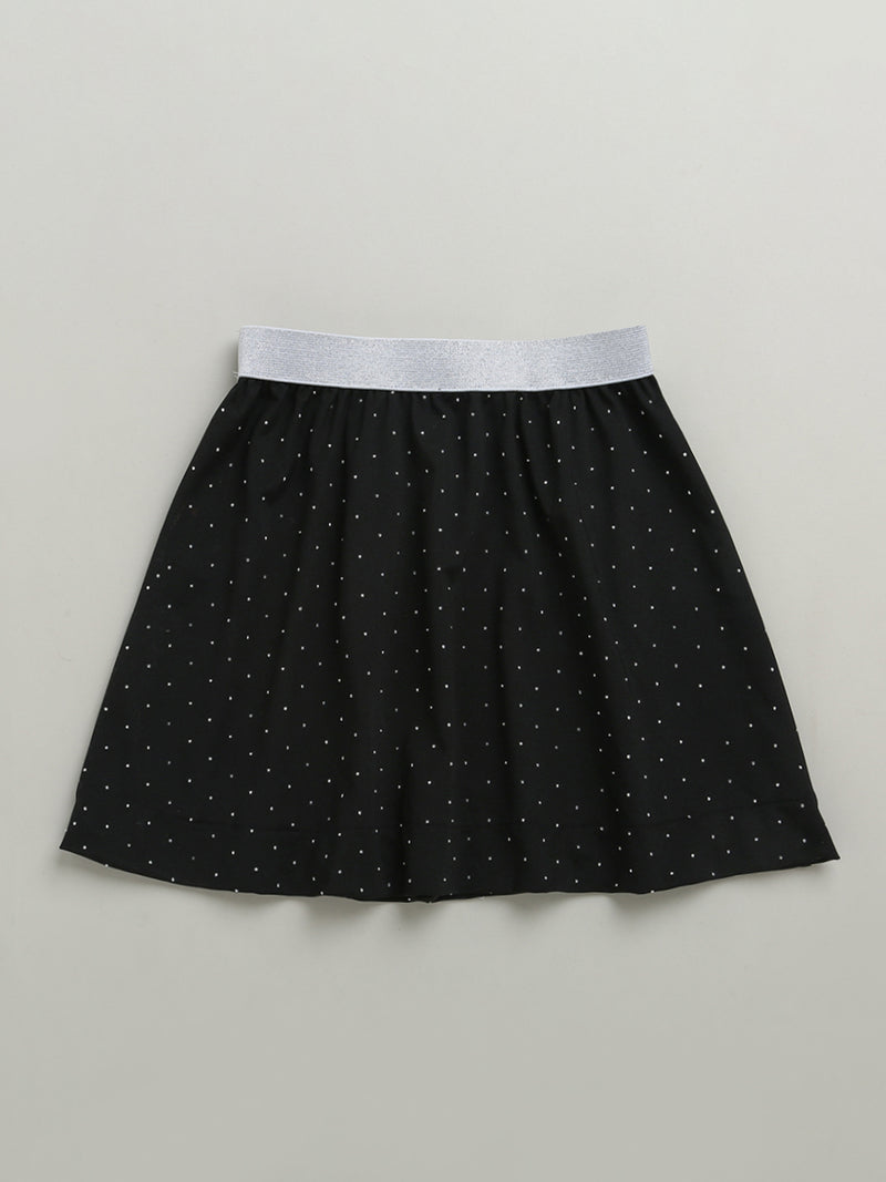 Black Sleeveless Embellished T-shirt & Skirt Cotton Co-ord Set