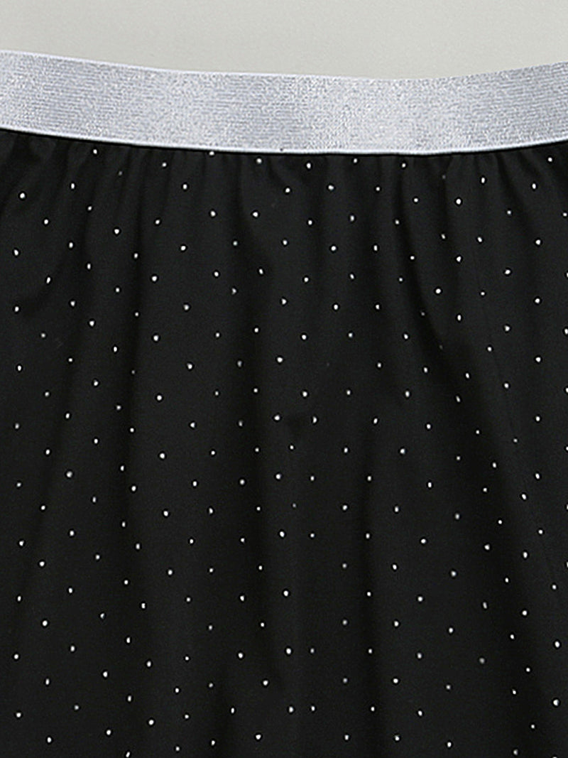 Black Sleeveless Embellished T-shirt & Skirt Cotton Co-ord Set