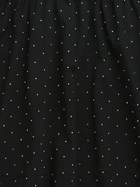 Black Sleeveless Embellished T-shirt & Skirt Cotton Co-ord Set