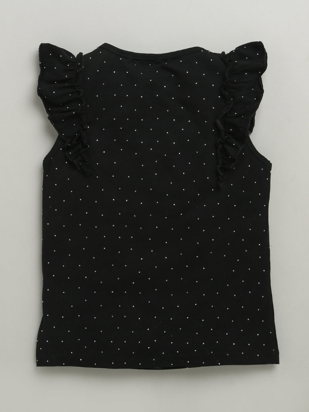 Black Sleeveless Embellished T-shirt & Skirt Cotton Co-ord Set