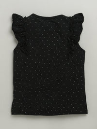 Black Sleeveless Embellished T-shirt & Skirt Cotton Co-ord Set