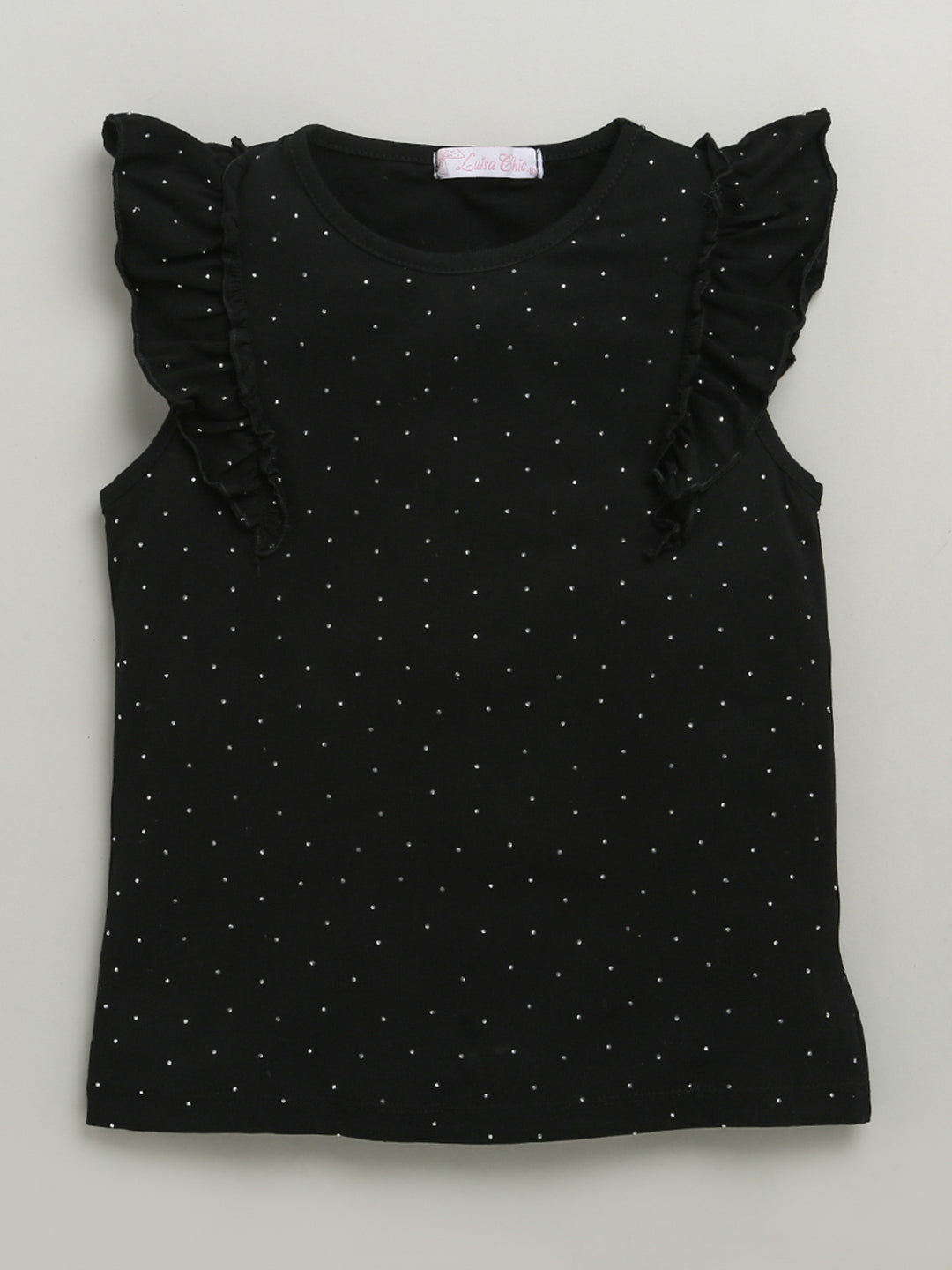 Black Sleeveless Embellished T-shirt & Skirt Cotton Co-ord Set