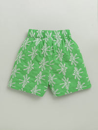 Green Tree Embroidered Cotton Short