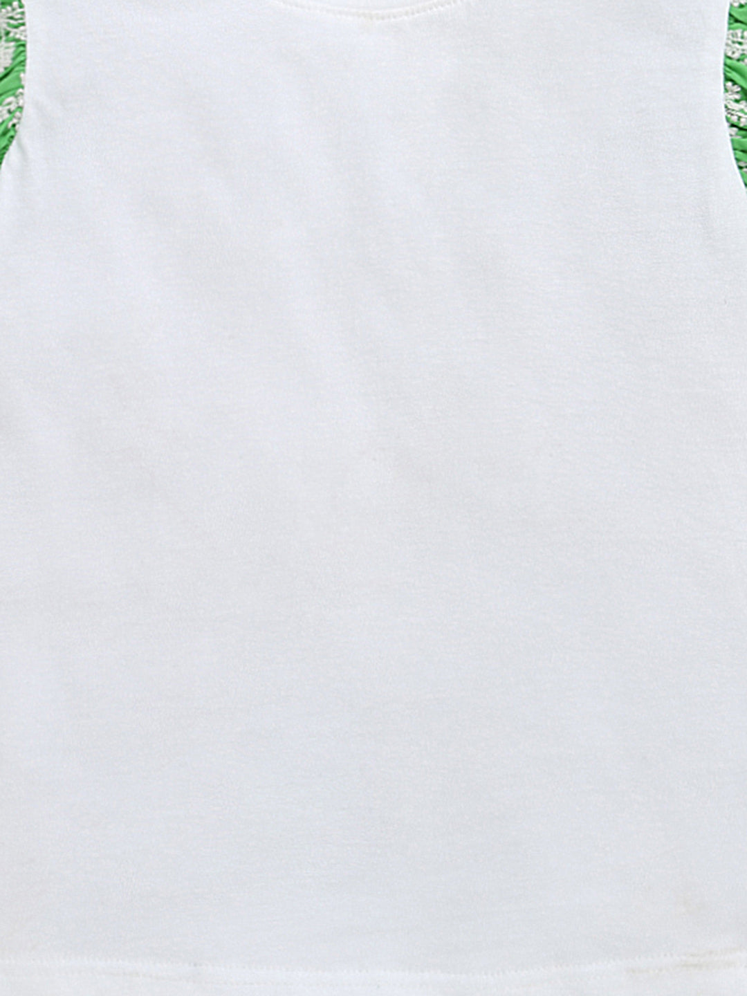 White & Green Frill Short Sleeve Flower Embroidered Top & Short Co-ord Set