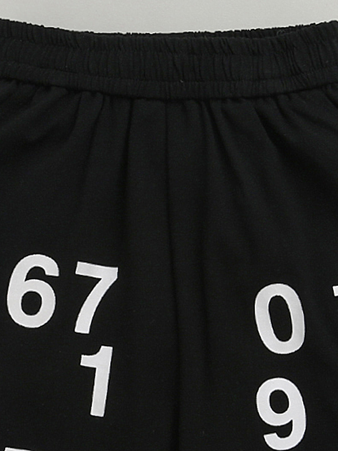 White & Black Sleeveless Number Print Soft Cotton T-shirt & Short Co-ord Set