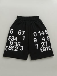 White & Black Sleeveless Number Print Soft Cotton T-shirt & Short Co-ord Set